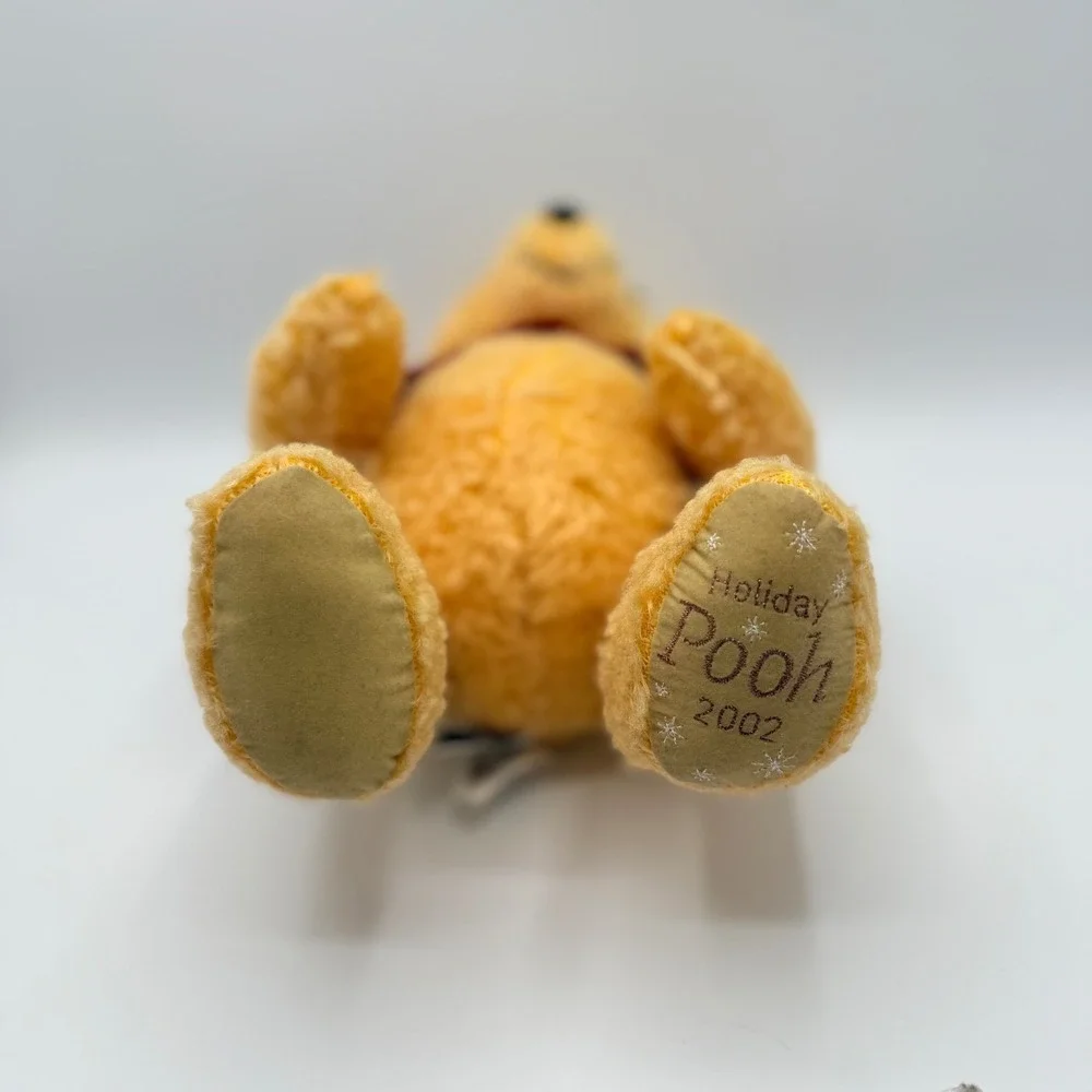 Vintage Disney 2002 Holiday Winnie the Pooh Stuffed Plush Toy Christmas Bear